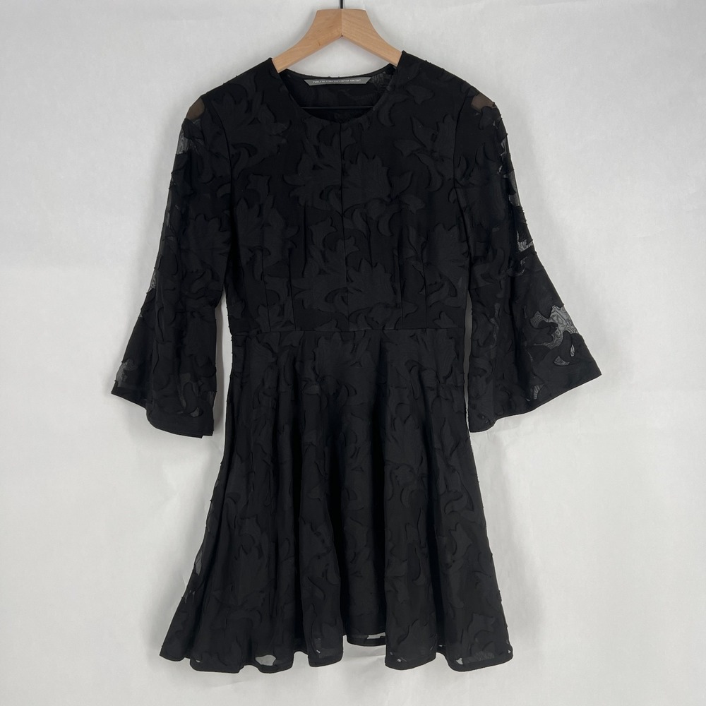 Twelfth Street by Cynthia Vincent Fit & Flare Dress‎ Womens 2 Black Bell Sleeve